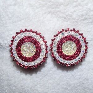 Indigenous beaded earrings on tanned moose hide